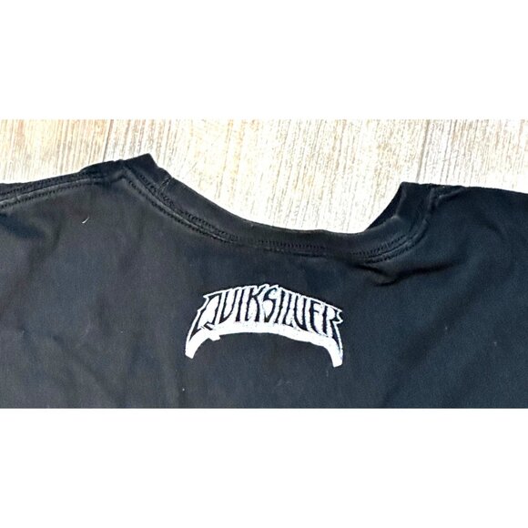 Quiksilver Vintage Grunge Black Tee Shirt Size L Slim Fit Surfing Skeleton Graph - Picture 7 of 10